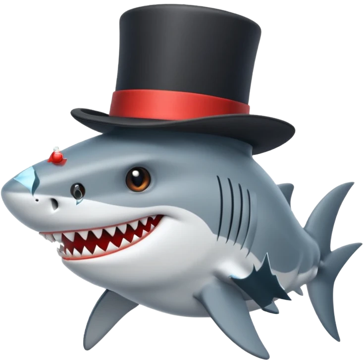 Shark with a top hat emoji