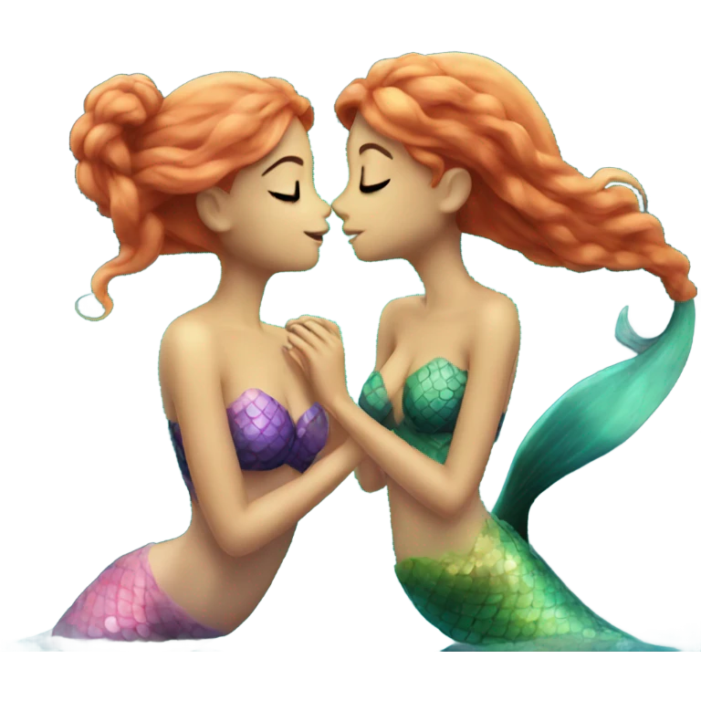 Two girl mermaids kissing  emoji