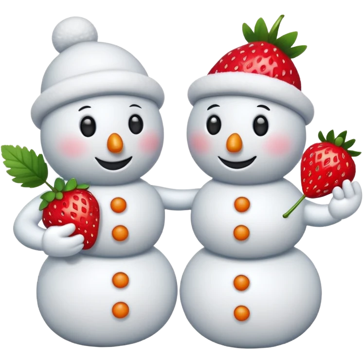 snowmen holding strawberry emoji