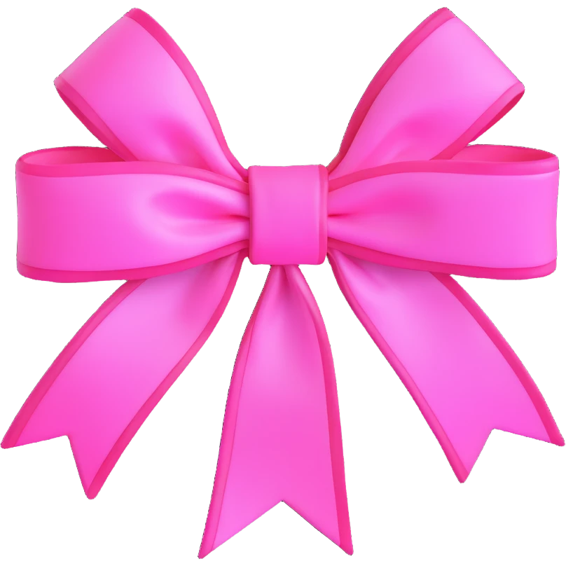 pink bow with glowing neon outline emoji