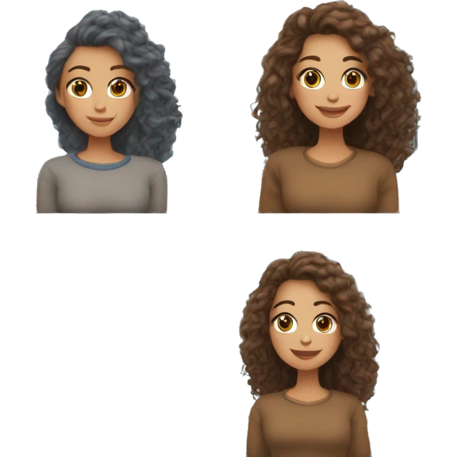 Mon amie qui a les cheveux brun et un pull en laine bleu avec les cheveux marron clair et moi avec les cheveux brun avec un pull gris avec des éclaires dans le tram emoji