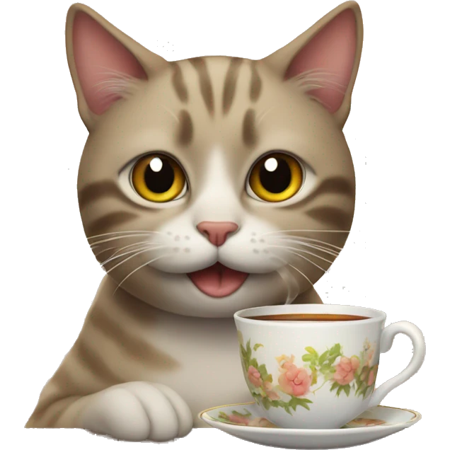 cat drinking tea emoji