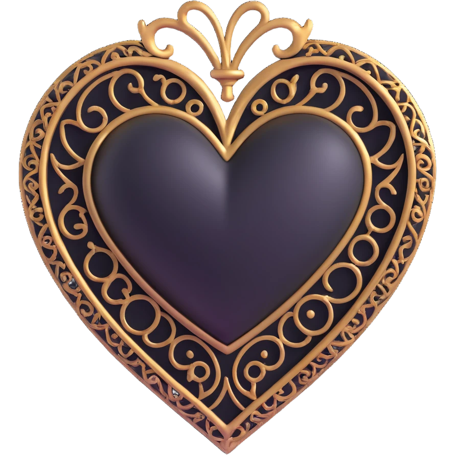 black gothic heart, ornate, dark, elegant emoji