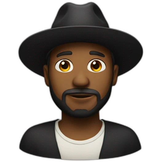 black man with wide-brimmed black hat beard fat emoji