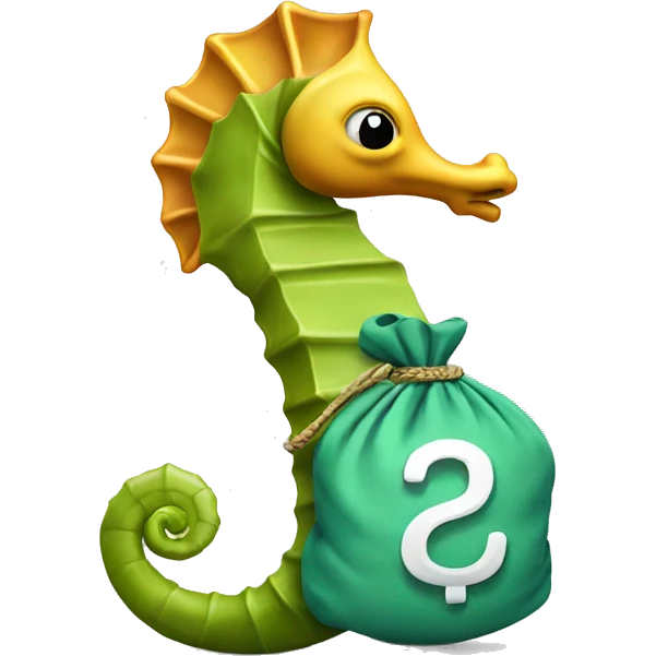 A Seahorse that has a money bag  emoji
