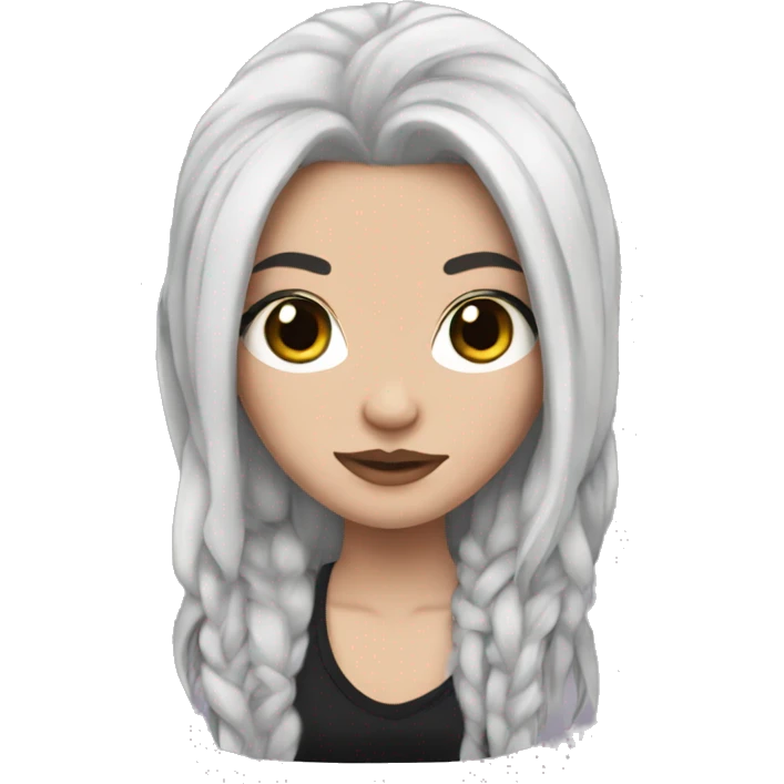 White girl with long black hair and lots of tattoos emoji