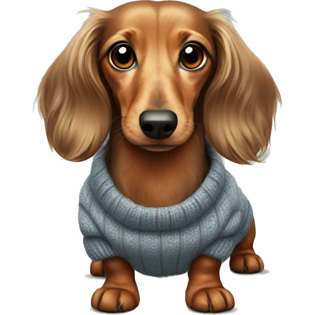 long haired dachshund in a sweater emoji