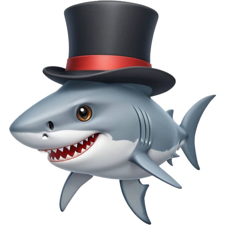 Shark with a top hat emoji