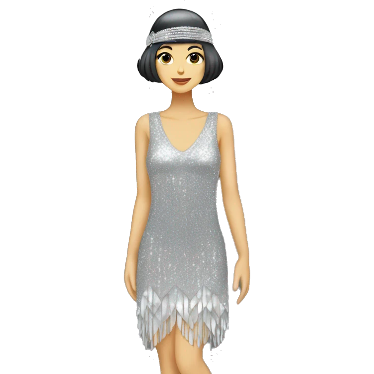A silver sparkly flapper style dress emoji