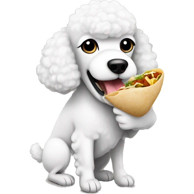 white poodle eating a burrito emoji