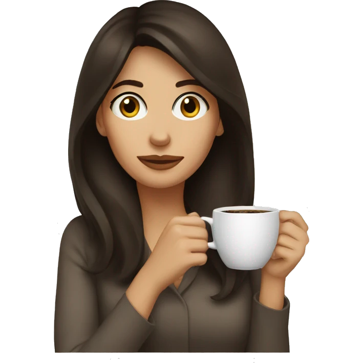 brunette woman drinking coffee emoji