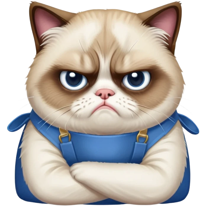grumpy cat wearing only an apron emoji
