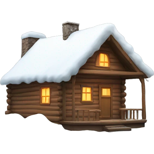 Cabin with snow and smoke emoji