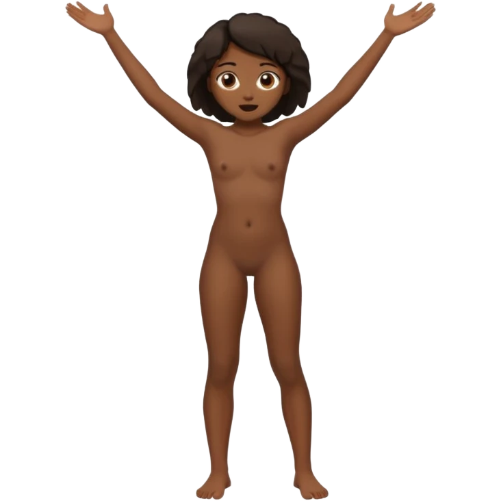 Full body nude adolescent black girl with actual black colored skin standing with legs spread wide open emoji