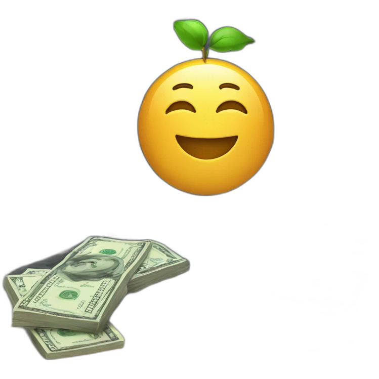 Trading chart on computer with money around it emoji