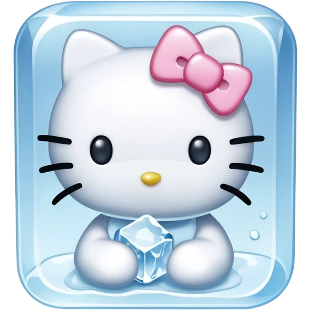 Cute hello kitty with ice cube emoji