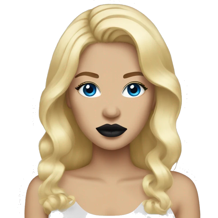 Blonde hair, blue eyes, black lips emoji