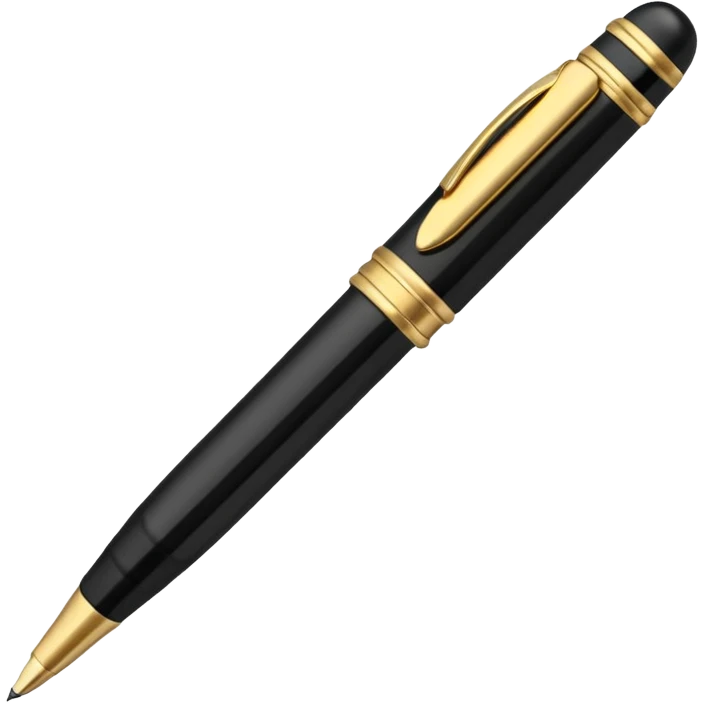 3D perspective academic premium golden luxury black pen emoji