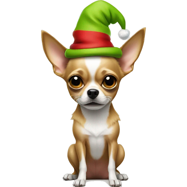 Tan chihuahua with grinch costume  emoji