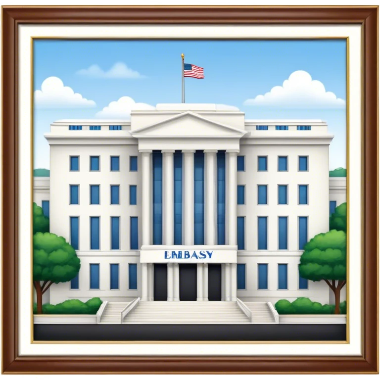 beautiful large building of the US Embassy. it looks very realistic emoji