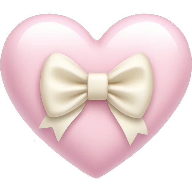 light pink heart with cream bow emoji
