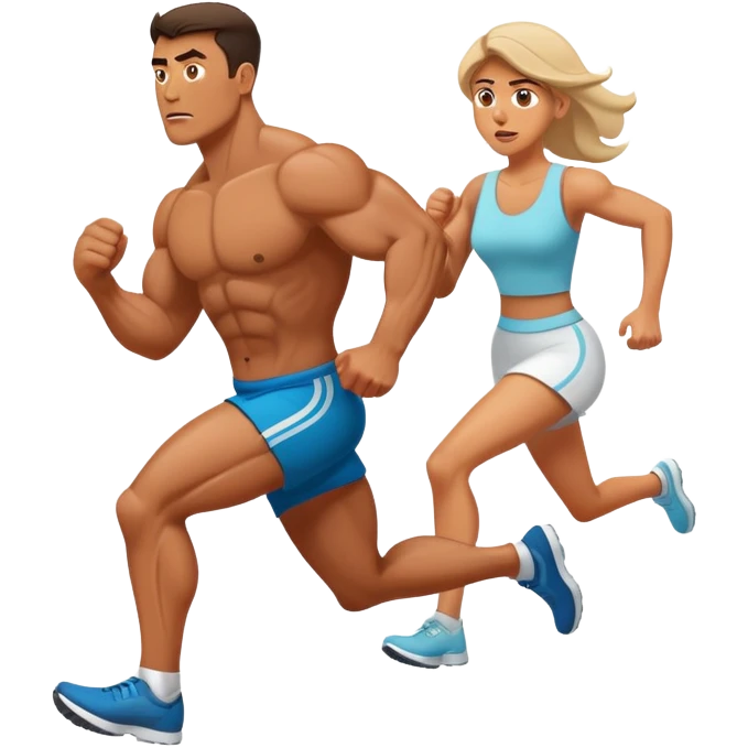 a muscular man afraid and running from his wife emoji