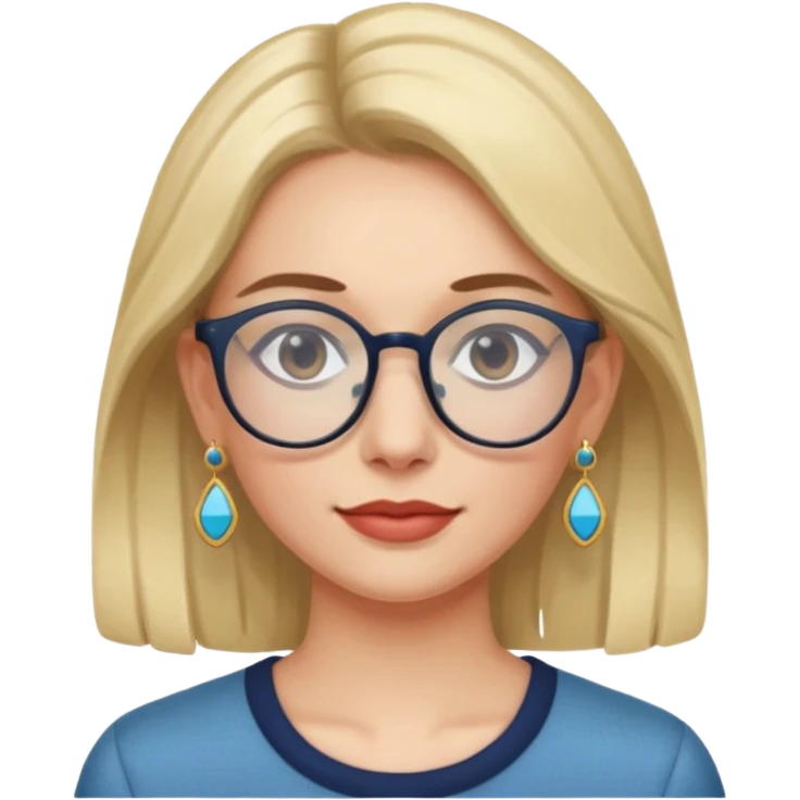 Signora con occhiali e orecchini celesti emoji