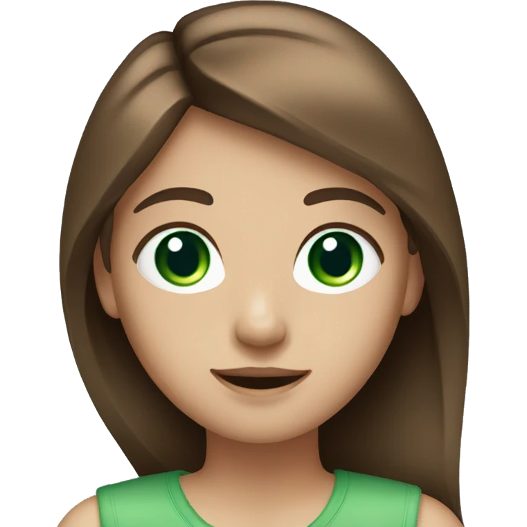 girl with brown straight hair and green blue eyes emoji