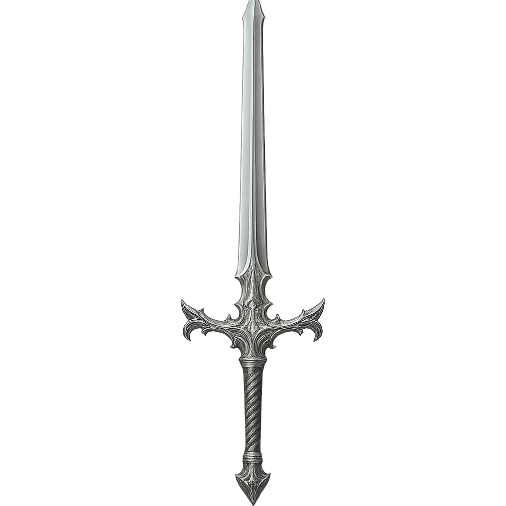 a silver greatsword, detailed, elegant, fantasy weapon emoji