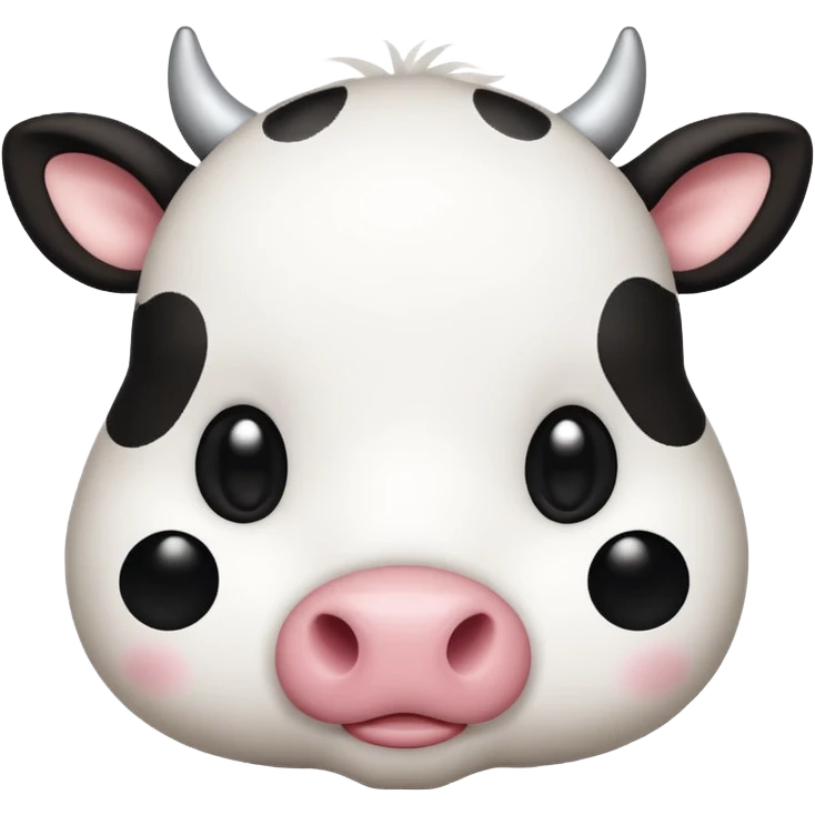 simple kawaii cow face, very simple dot eyes, big pupils emoji
