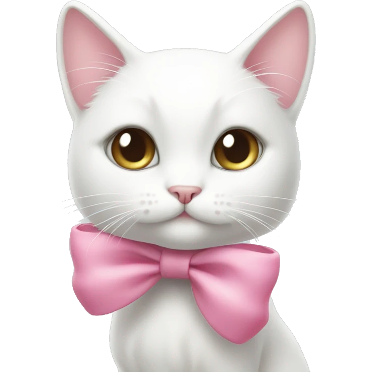 white cat with pink bow cute and lady like emoji