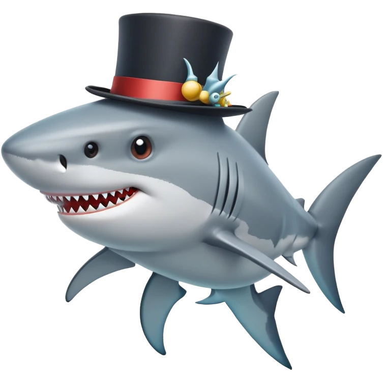 Shark with a top hat emoji