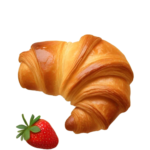 there is a croissant with strawberries in a beige plate emoji