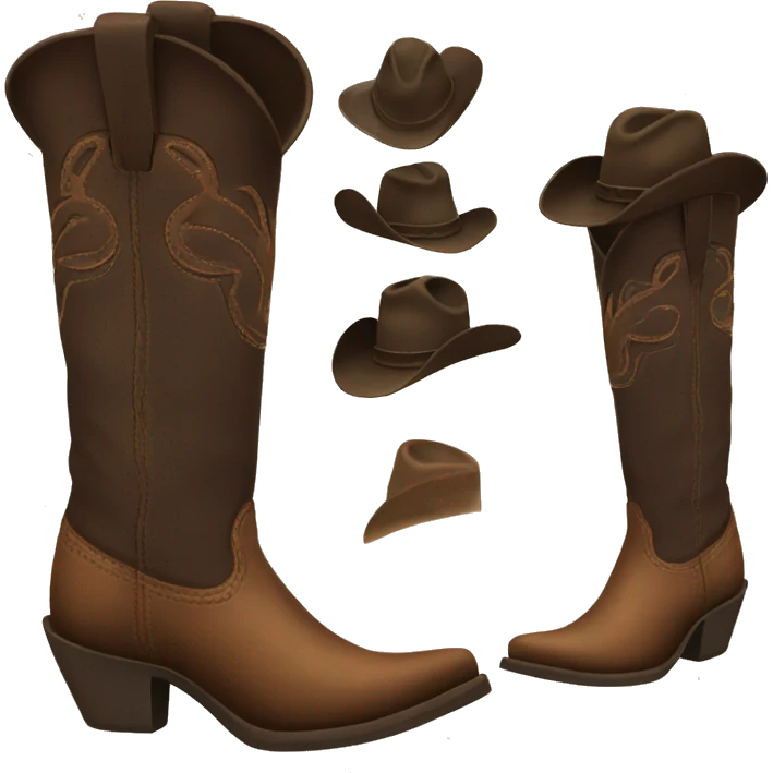 Cowgirl boot talk and dark brown emoji