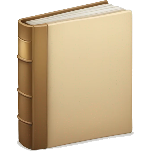 An open, hardcover book, depicted with a beige cover.  emoji