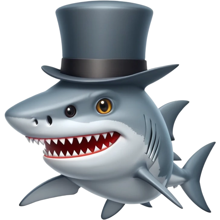 Shark with a top hat emoji