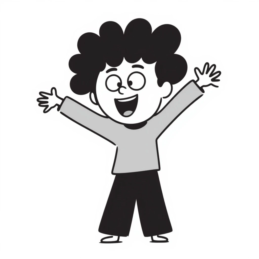 crazy hair black doodle style emoji