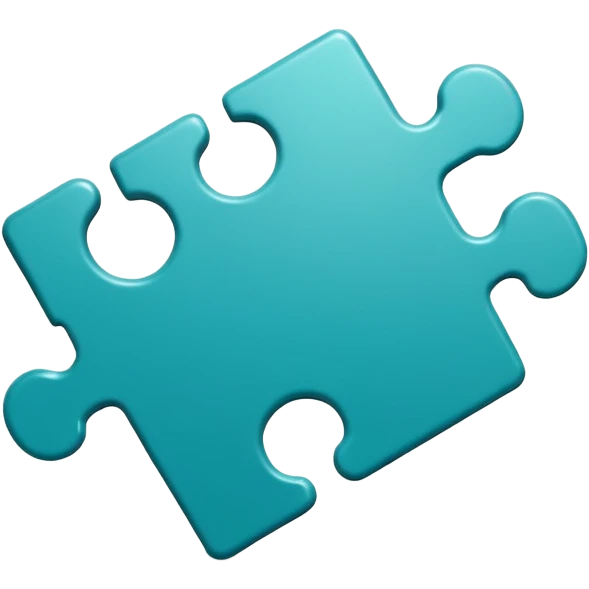 puzzle piece emoji, classic jigsaw shape, teal emoji