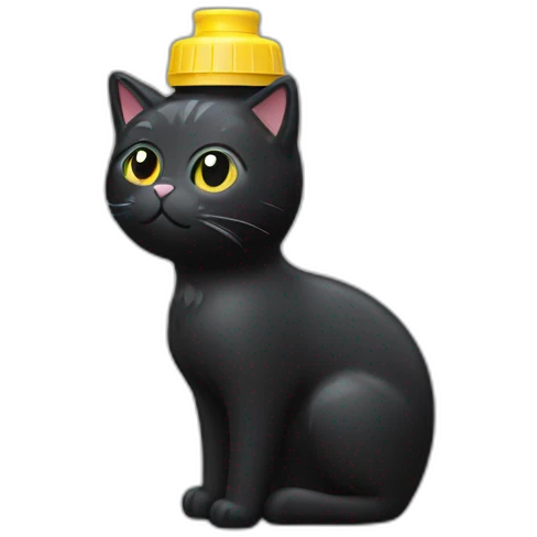 black cat drink water bottle emoji