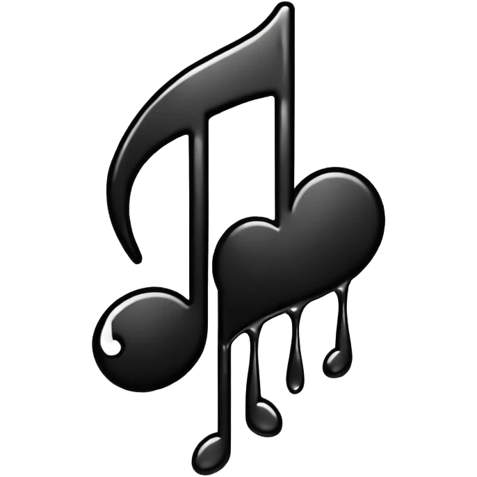 emo black music note with a heart emoji
