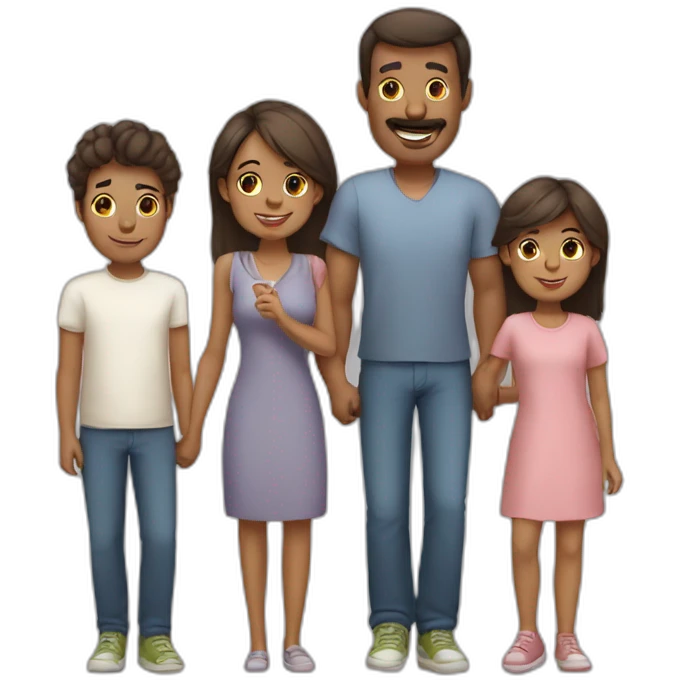 mam and dad with 2 daughters and 1 son emoji