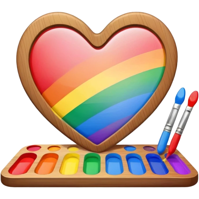 heart with rainbow gradient and paint palette emoji