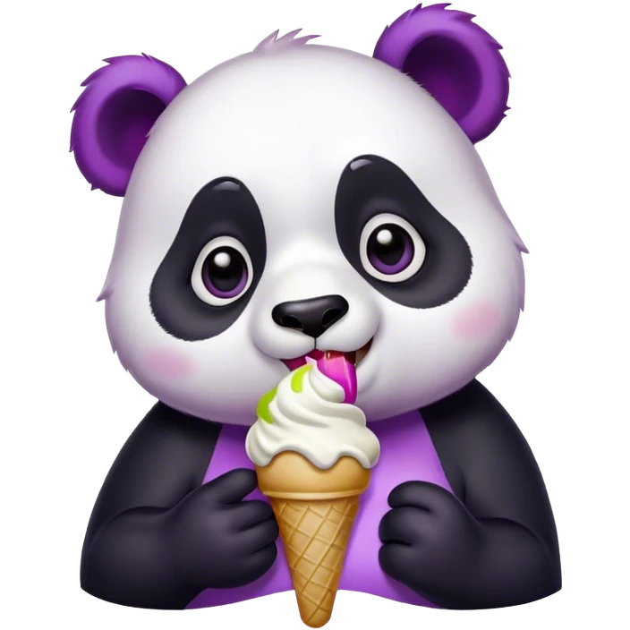 Panda with violett Hair eating ice cream emoji