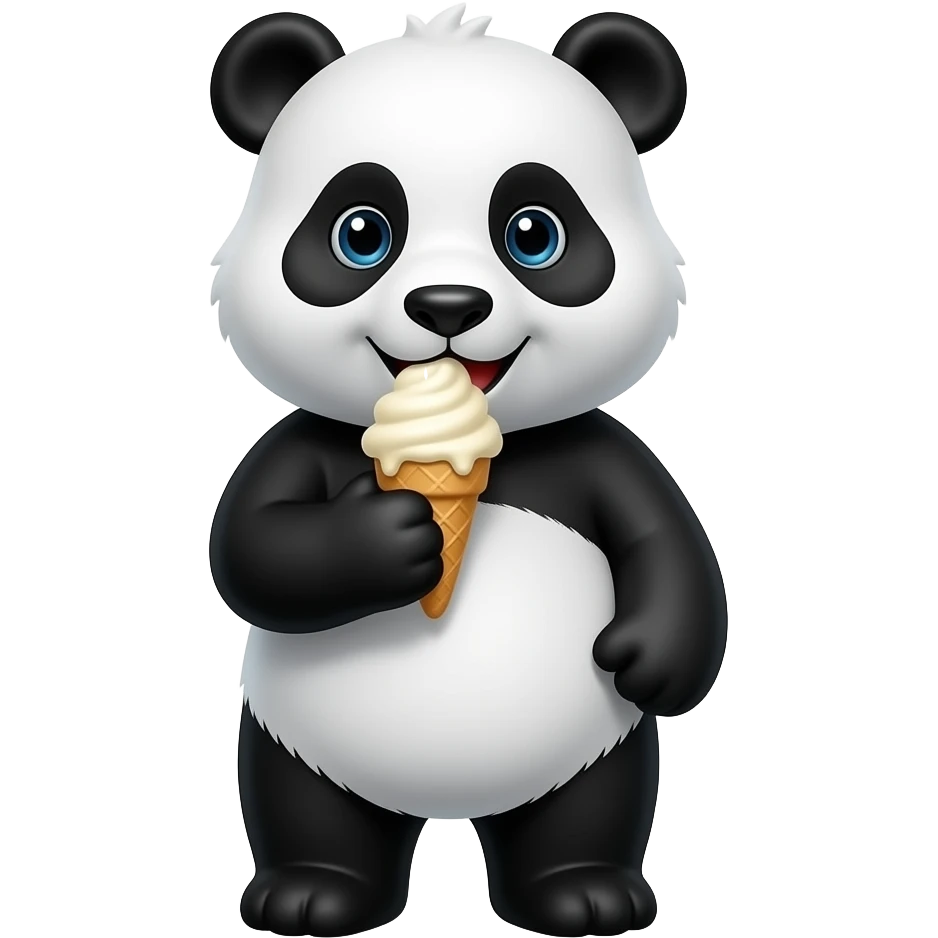 Panda bear eating ice cream emoji