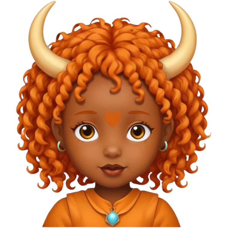 black baby girl with horns and orange hair emoji