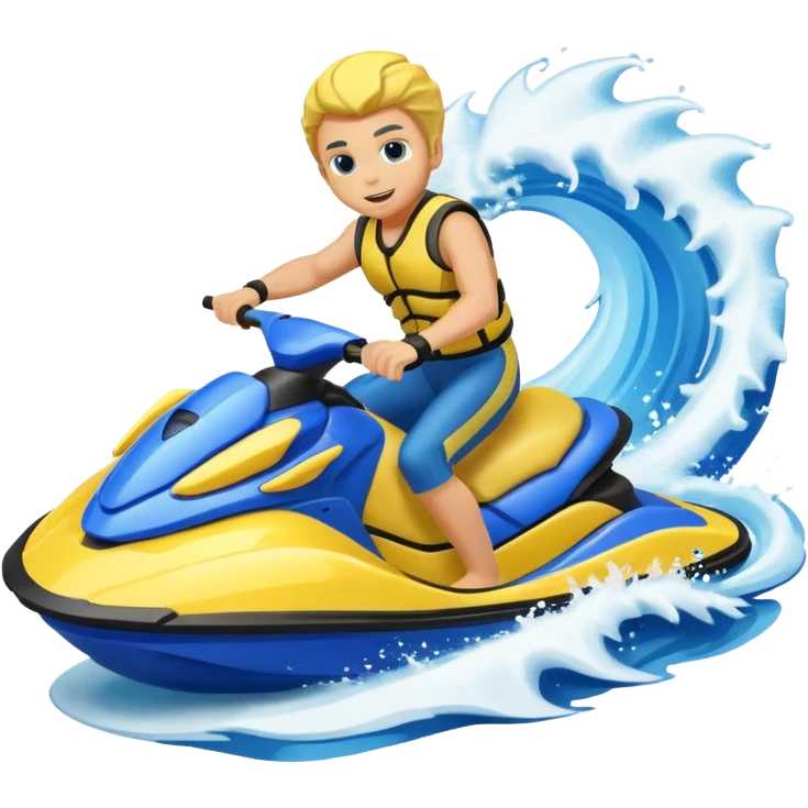 Jekski  blue yellow, bad ass jumping waves on the Jet Ski emoji