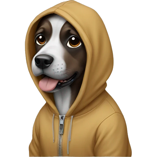 A dog wearing a hoodie emoji