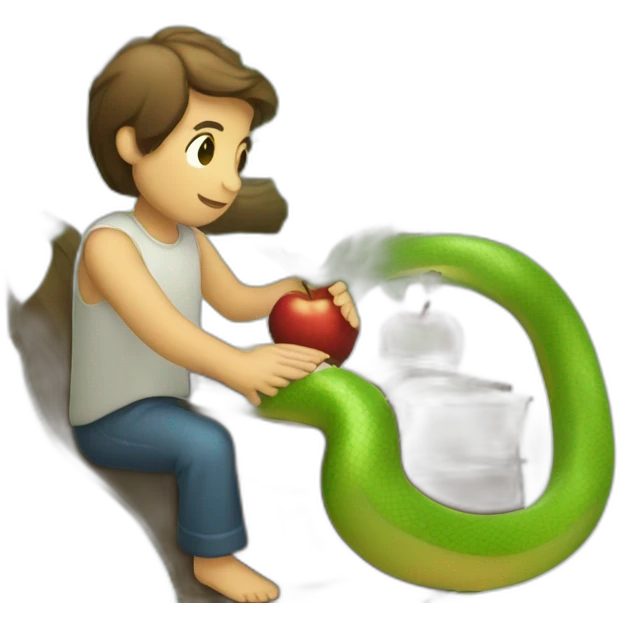 bible adam and snake on apple tree emoji