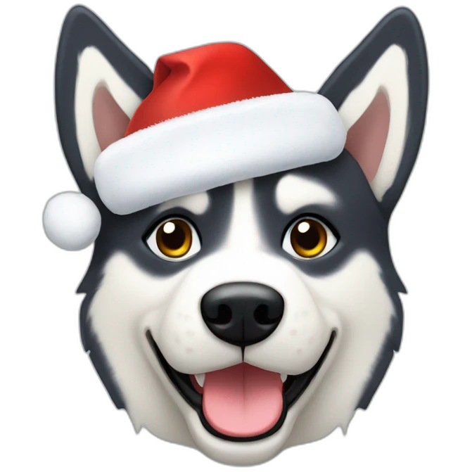 Husky avec un bonnet de père noël  emoji
