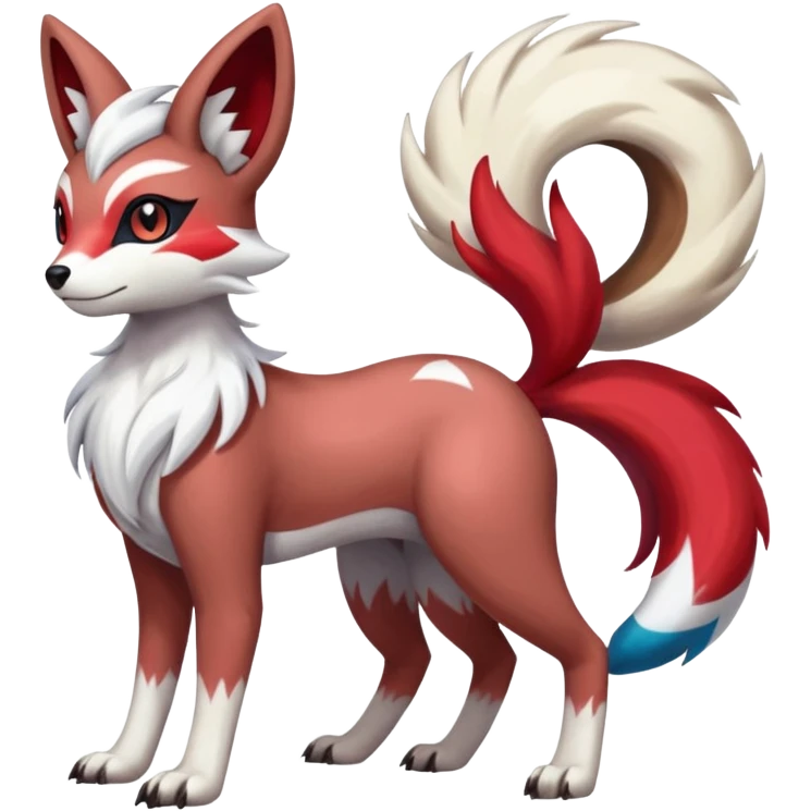 Colorful Skilled Adept Graceful Asian Painted Meloetta-Furret-Lycanroc-Absol-Zangoose-fusion-hybrid-creature (full body) emoji
